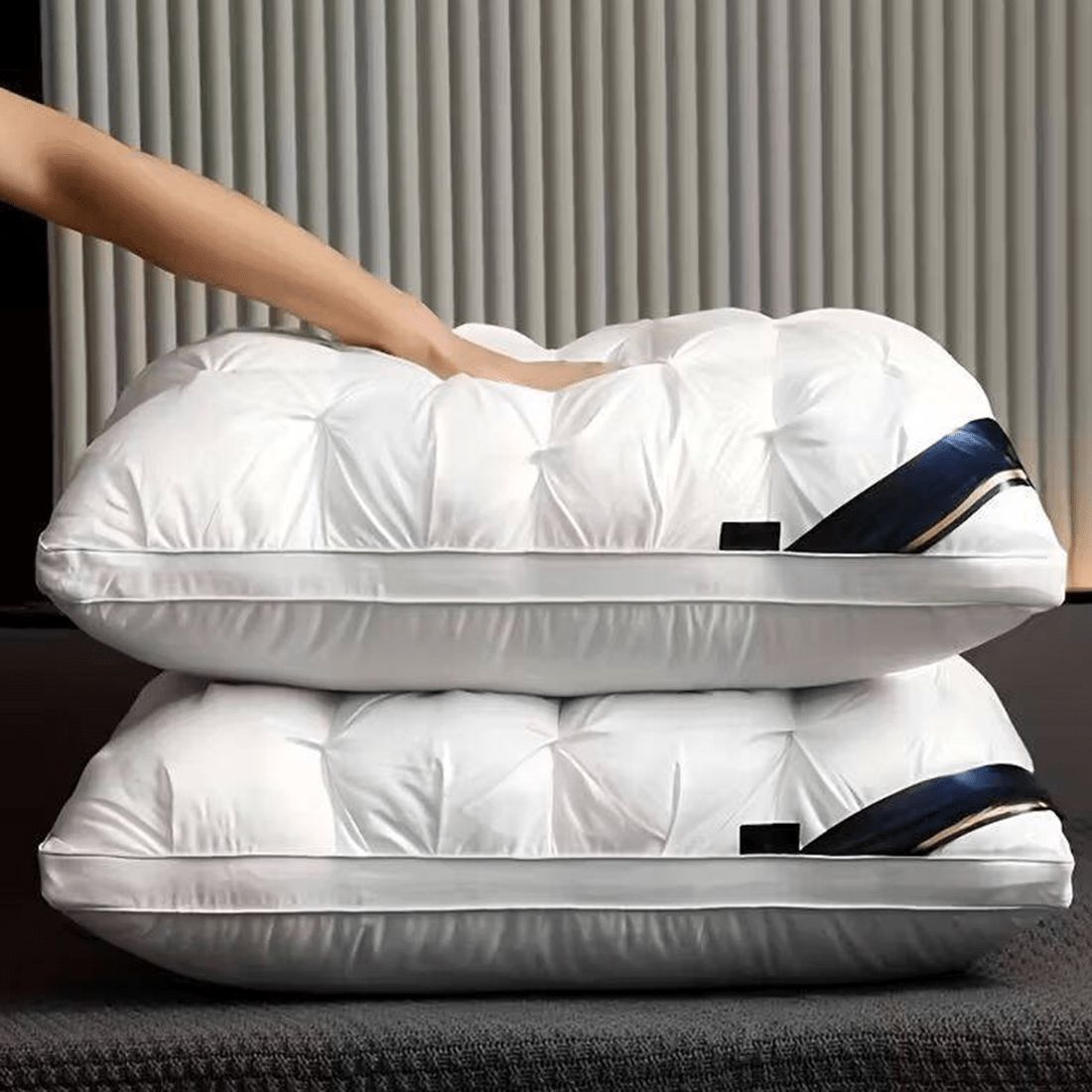 Luxury Pillow Quilted Pillow High-Quality Pillow Comfortable Pillow Bedding - White - Size 900g high pillow