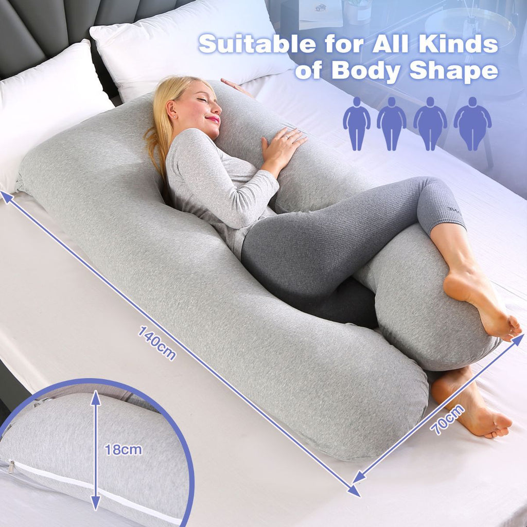 Maternity Pillow U-Shaped Pregnancy Pillow Pregnancy Body Pillow Breastfeeding - Light Gray - Size 70-130cm