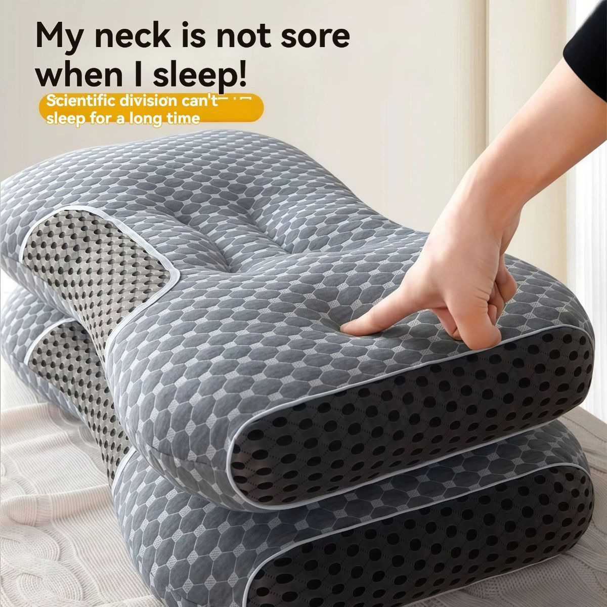 Knitted Neck Pillow Ultra Soft Pillow Breathable Pillow Moisture Wicking Pillow - Black - Size 1000g