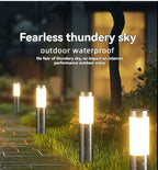 solar lawn lights, stainless steel outdoor lights, 3-LED garden lights, waterproof outdoor lights, modern outdoor lighting, cylindrical solar lights, Australian outdoor lights - Black warm light - Size 1PCS