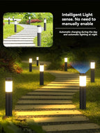 solar lawn lights, stainless steel outdoor lights, 3-LED garden lights, waterproof outdoor lights, modern outdoor lighting, cylindrical solar lights, Australian outdoor lights - Black warm light - Size 1PCS