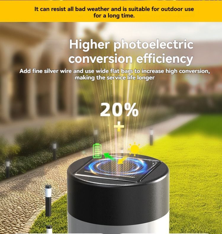 solar lawn lights, stainless steel outdoor lights, 3-LED garden lights, waterproof outdoor lights, modern outdoor lighting, cylindrical solar lights, Australian outdoor lights - Black warm light - Size 1PCS
