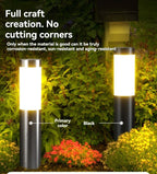 solar lawn lights, stainless steel outdoor lights, 3-LED garden lights, waterproof outdoor lights, modern outdoor lighting, cylindrical solar lights, Australian outdoor lights - Black with white light - Size 2PCS