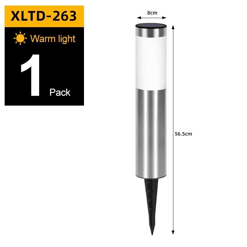 solar lawn lights, stainless steel outdoor lights, 3-LED garden lights, waterproof outdoor lights, modern outdoor lighting, cylindrical solar lights, Australian outdoor lights - Silver white light - Size 1PCS