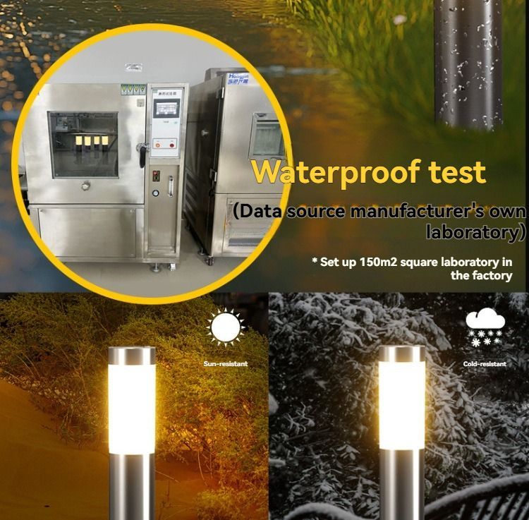 solar lawn lights, stainless steel outdoor lights, 3-LED garden lights, waterproof outdoor lights, modern outdoor lighting, cylindrical solar lights, Australian outdoor lights - Silver white light - Size 1PCS