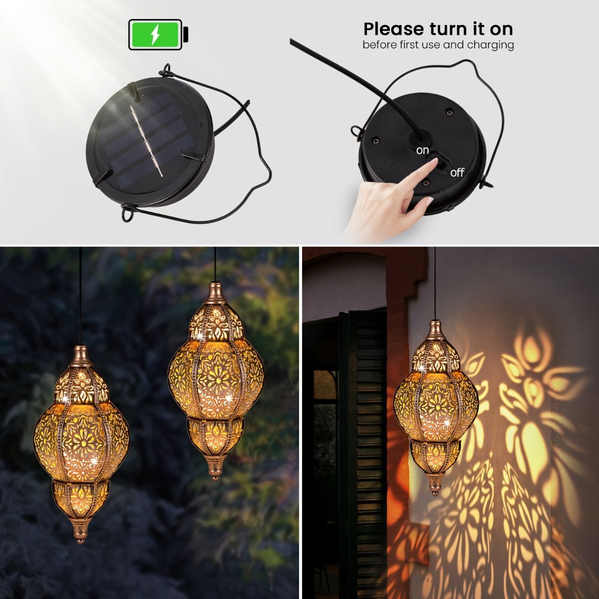 outdoor hanging light, iron solar light, garden decoration, lawn light, patio light, deck light, path light, porch light, veranda light, Easter gift, Christmas gift, solar powered light, waterproof light, Australia outdoor decor - Brown - Size IPX4