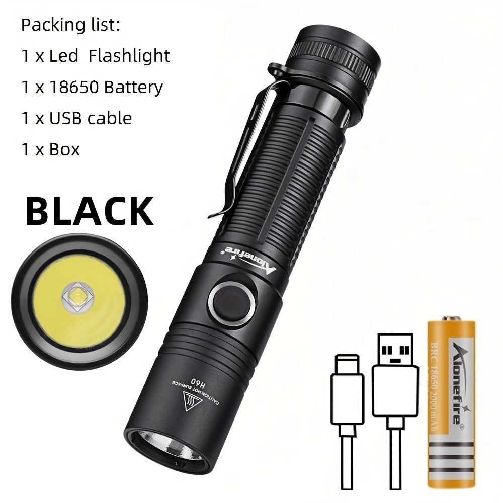 powerful flashlight, rechargeable flashlight, magnetic flashlight, outdoor lighting, long-range flashlight, 12W flashlight, camping light, work light, hands-free light - Black - Size 12W