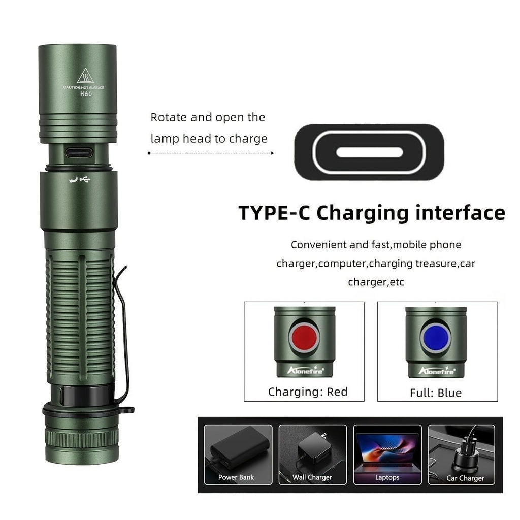 powerful flashlight, rechargeable flashlight, magnetic flashlight, outdoor lighting, long-range flashlight, 12W flashlight, camping light, work light, hands-free light - Black - Size 12W