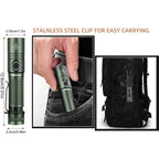 powerful flashlight, rechargeable flashlight, magnetic flashlight, outdoor lighting, long-range flashlight, 12W flashlight, camping light, work light, hands-free light - Black - Size 12W