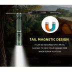 powerful flashlight, rechargeable flashlight, magnetic flashlight, outdoor lighting, long-range flashlight, 12W flashlight, camping light, work light, hands-free light - Black - Size 12W