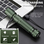 powerful flashlight, rechargeable flashlight, magnetic flashlight, outdoor lighting, long-range flashlight, 12W flashlight, camping light, work light, hands-free light - Black - Size 12W