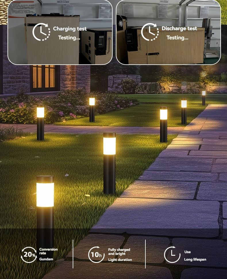 Solar Lawn Lights Stainless Steel Outdoor Lights 3-LED Garden Lights Waterproof - Black warm light - Size 2PCS