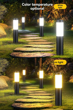 Solar Lawn Lights Stainless Steel Outdoor Lights 3-LED Garden Lights Waterproof - Black warm light - Size 2PCS