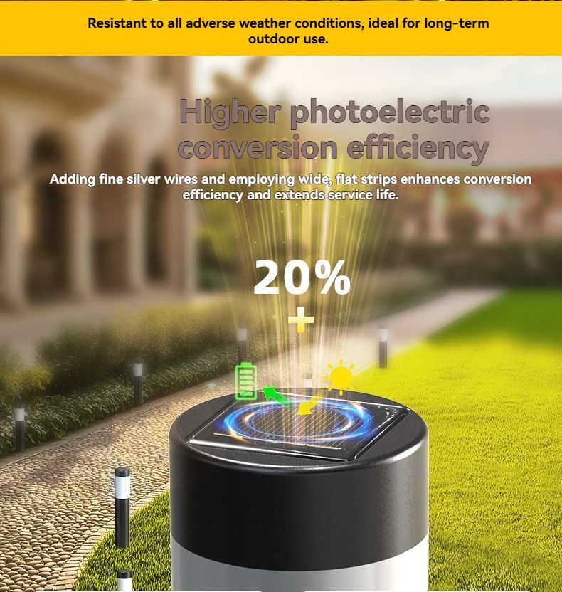 Solar Lawn Lights Stainless Steel Outdoor Lights 3-LED Garden Lights Waterproof - Silver - toned warm light - Size 1PCS