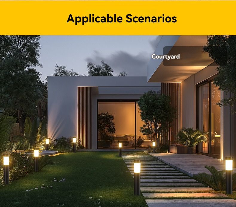 Solar Lawn Lights Stainless Steel Outdoor Lights 3-LED Garden Lights Waterproof - Silver - toned warm light - Size 1PCS
