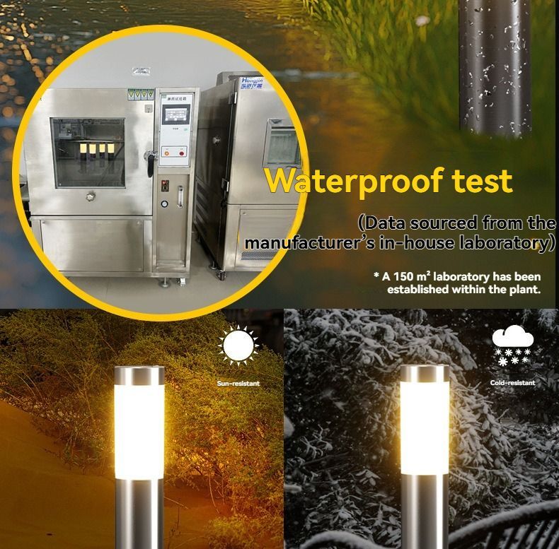 Solar Lawn Lights Stainless Steel Outdoor Lights 3-LED Garden Lights Waterproof - Silver - toned warm light - Size 1PCS