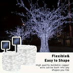 solar outdoor string lights, 300LED solar lights, copper wire fairy lights, 8-pattern solar lights, garden lights Australia, courtyard lights, Christmas lights, party lights, wedding lights, warm white, cool white, multi-color solar lights - White light -