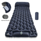 Camping Inflatable Mattress Breathable Camping Mattress Nylon Fabric Inflatable - Blue - Size 190cm