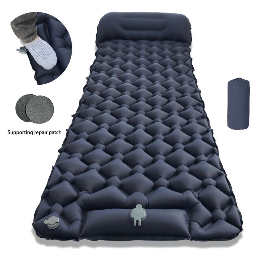 Camping Inflatable Mattress Breathable Camping Mattress Nylon Fabric Inflatable - Navy - Size 190cm