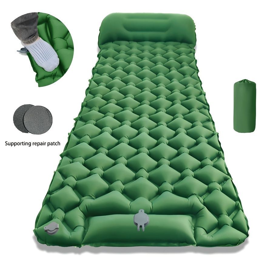 Camping Inflatable Mattress Breathable Camping Mattress Nylon Fabric Inflatable - Cyan - Size 190cm