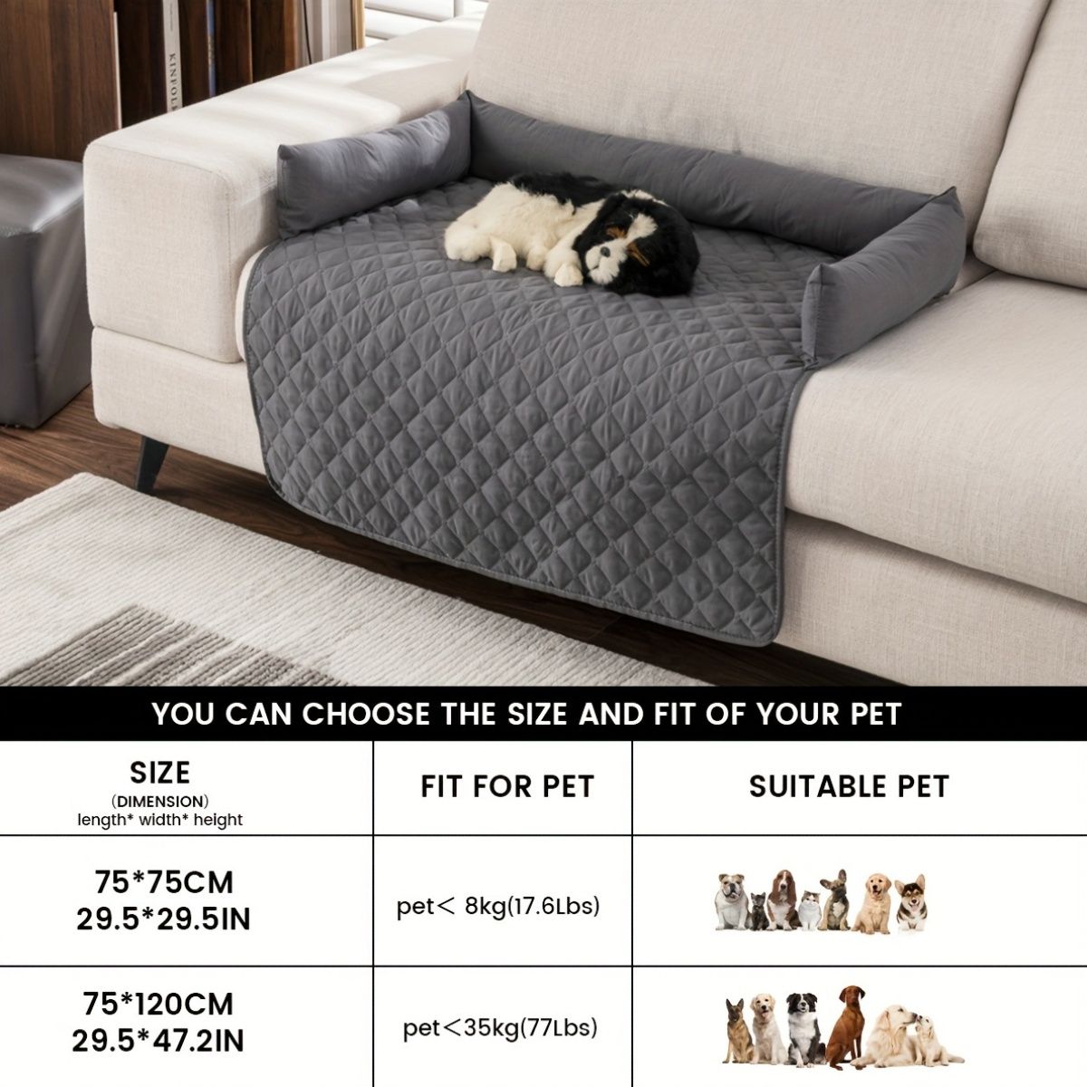 Scratch Resistant Pet Bed Cover, TPE Pet Furniture Protector, 75x75 cm