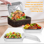 40 Pack 8x8 Inch (Approx. 20.3 x 20.3 cm) Aluminum Pans with Clear Plastic Lids - Square Baking Cake Pans - Foil Pans with Lids - Disposable Food Containers Ideal for Cooking, Heating, Storing, and Food Preparation
