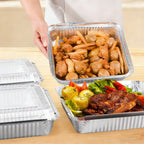 40 Pack 8x8 Inch (Approx. 20.3 x 20.3 cm) Aluminum Pans with Clear Plastic Lids - Square Baking Cake Pans - Foil Pans with Lids - Disposable Food Containers Ideal for Cooking, Heating, Storing, and Food Preparation