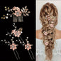 PINK 4-Piece Elegant Light Luxury Pearl Flower Hair Accessories Set, Bridal Wedding Hairpin and Hairpin Headdress Set, Bridesmaid Gift Banquet Ornament Set for Women's Hairpin