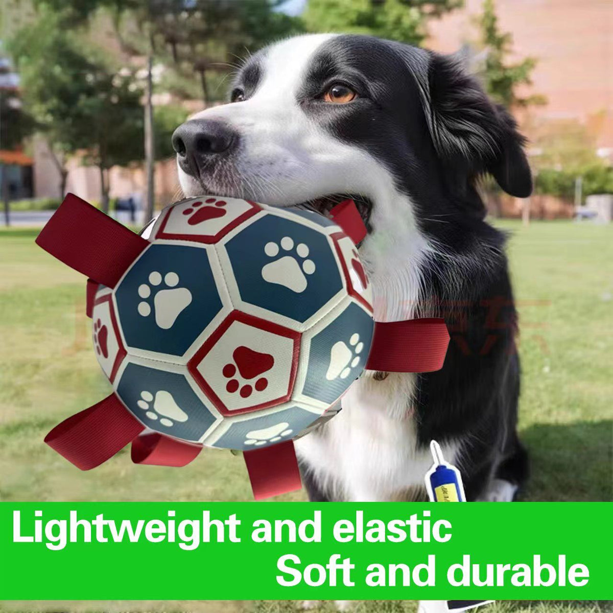 pet products Interactive dog soccer with air pump-heavy rubber tug-of-war toy, with paw print design, non-toxic blue orange ball, suitable for large/medium dogs, strong chewers, catching and training-suitable for all breeds and sizes, durable and safe