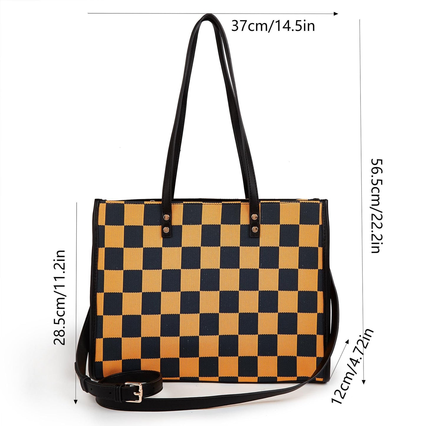 Fashionable checkered large-capacity tote bag, versatile single-shoulder and hand-held bag for women, suitable for commuting, shopping and casual occasions.