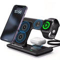 Multi-device 3-in-1 Foldable Wireless Charging Station | iWatch Series 9 8 7 6 SE 5 4 3 2, Ultra Airpods Pro 3 2, iPhone 17/16/15/14/13/12/11 Rapid Charging Stand - Magnetic Connector, USB Power Supply