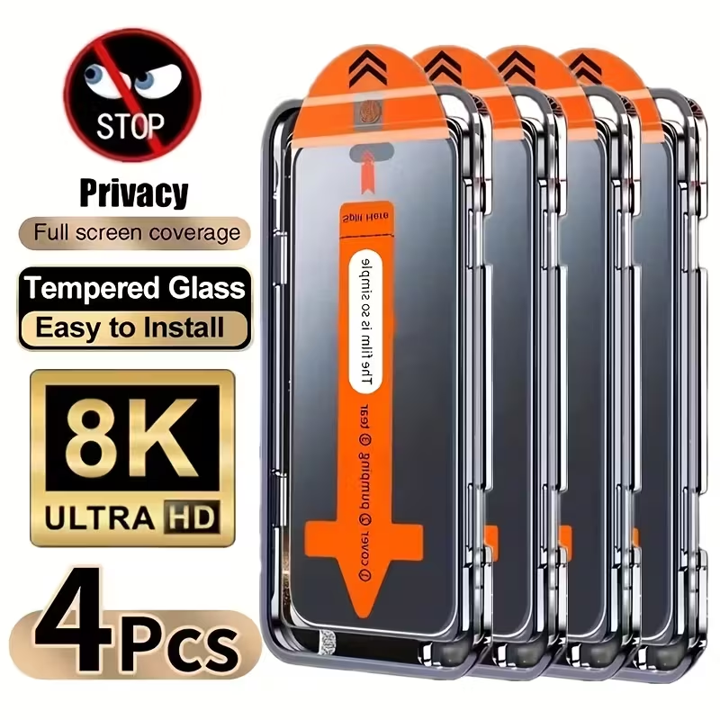 iPhone 15 - 4-pack Full-screen Privacy Steel-Clad Glass Film