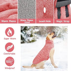 Double-sided fleece windproof and warm dog winter coat (pink/XXL) Snow dog jacket vest, large and medium-sized pet dog clothing