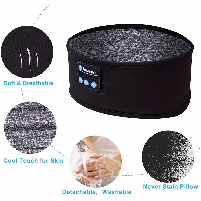 The dual-purpose wireless headphones for sleep and exercise feature a headband design that is light, thin and soft, providing a comfortable fit without pressing on the ears