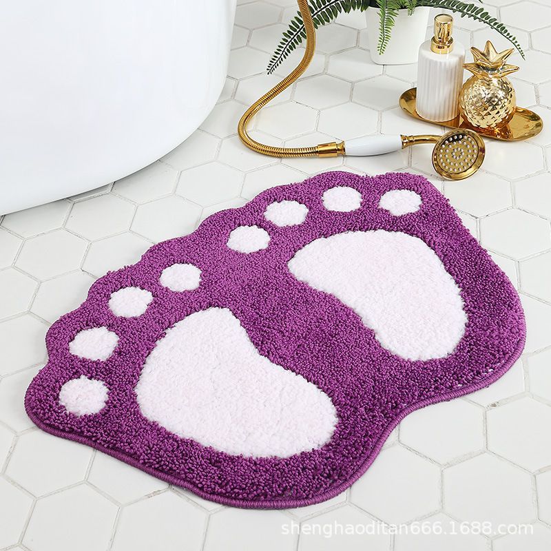 Faux Wool Bathroom Mat Super Absorbent Mat Paw Shaped Mat Non Slip Mat Machine - Red - Size 60-90cm