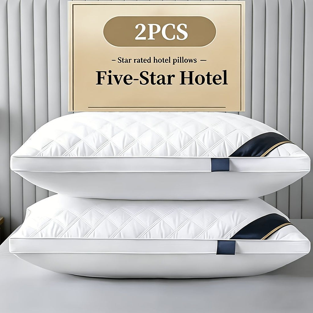 Luxury Pillow Quilted Pillow High-Quality Pillow Comfortable Pillow Bedding - White - Size 900g high pillow