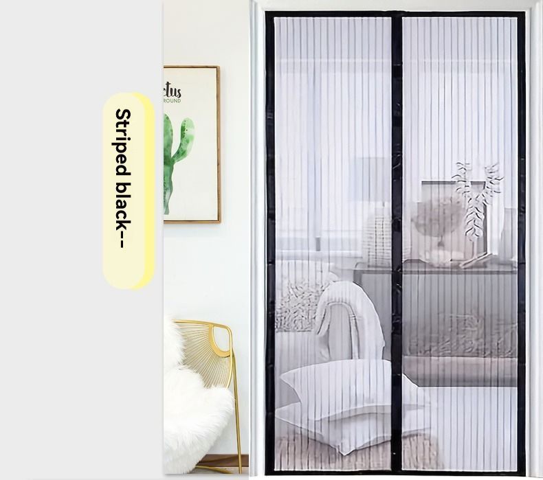Magnetic Screen Door Self-Sealing Mesh Curtain Heavy-Duty Screen Door Insect - Black - Size 90-210cm