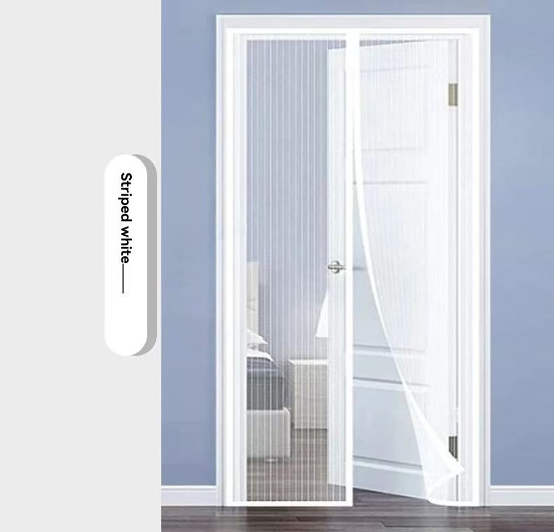 Magnetic Screen Door Self-Sealing Mesh Curtain Heavy-Duty Screen Door Insect - White - Size 100-210cm