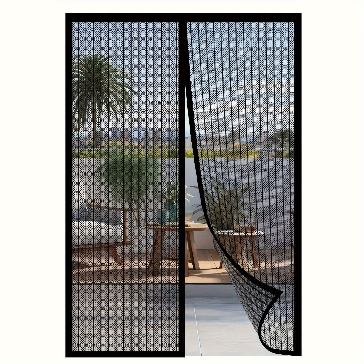 Magnetic Screen Door Self-Sealing Mesh Curtain Heavy-Duty Screen Door Insect - White - Size 100-210cm