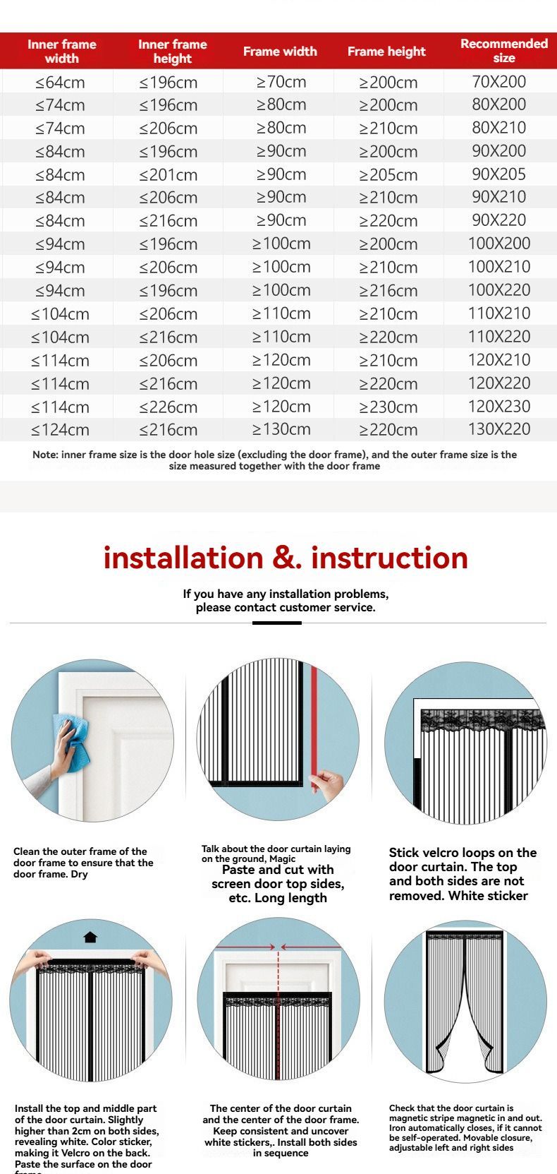 Magnetic Screen Door Self-Sealing Mesh Curtain Heavy-Duty Screen Door Insect - White - Size 100-210cm