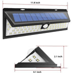 Solar Wall Light 180 LED PIR Motion Sensor Outdoor Garden Light IP65 Waterproof - Black - Size 001