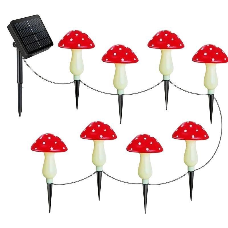 solar garden lights, mushroom outdoor lights, outdoor decoration lights, 8-mode lights, solar-powered lights, Independence Day decoration, Halloween decoration, Australian outdoor decor, pathway lighting, eco-friendly garden lights - Multi-color - Size 12