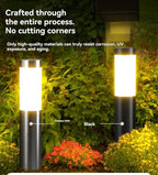 Solar Lawn Lights Stainless Steel Outdoor Lights 3-LED Garden Lights Waterproof - Black with white light - Size 2PCS