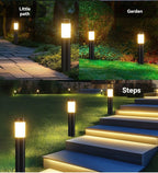 Solar Lawn Lights Stainless Steel Outdoor Lights 3-LED Garden Lights Waterproof - Black with white light - Size 2PCS