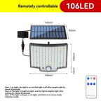 Solar Outdoor Light Motion Sensor Light Garden Lighting Porch Light Driveway - Black - Size 124LED