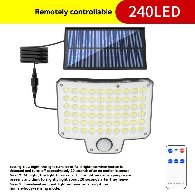 Solar Outdoor Light Motion Sensor Light Garden Lighting Porch Light Driveway - Black - Size 124LED