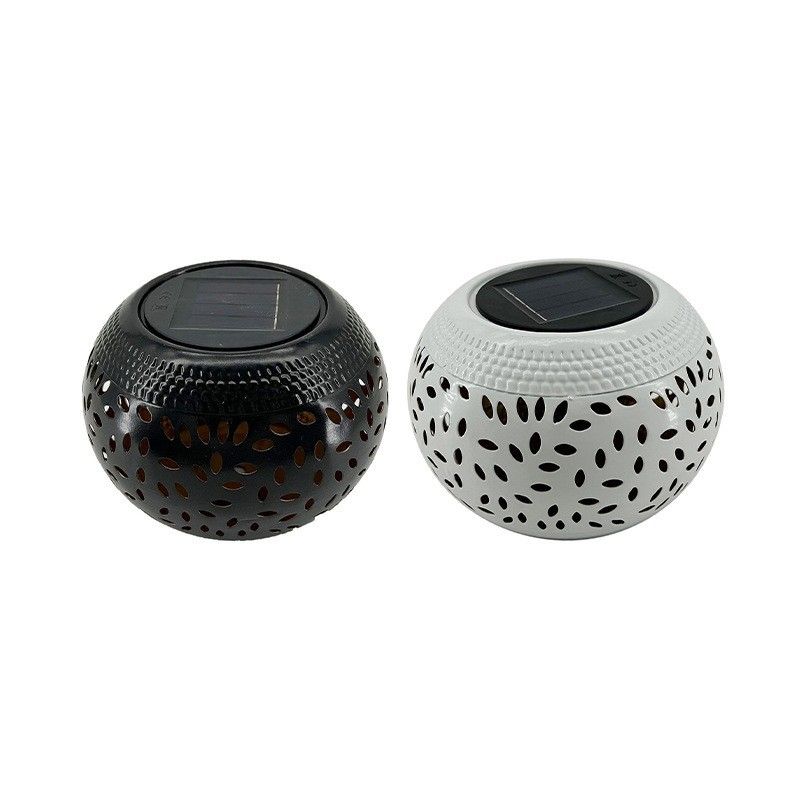 solar lamp, outdoor solar light, iron hollow out lamp, courtyard decor, garden lighting, camping light, landscape lamp, Christmas decoration, eco-friendly light - Black - Size L