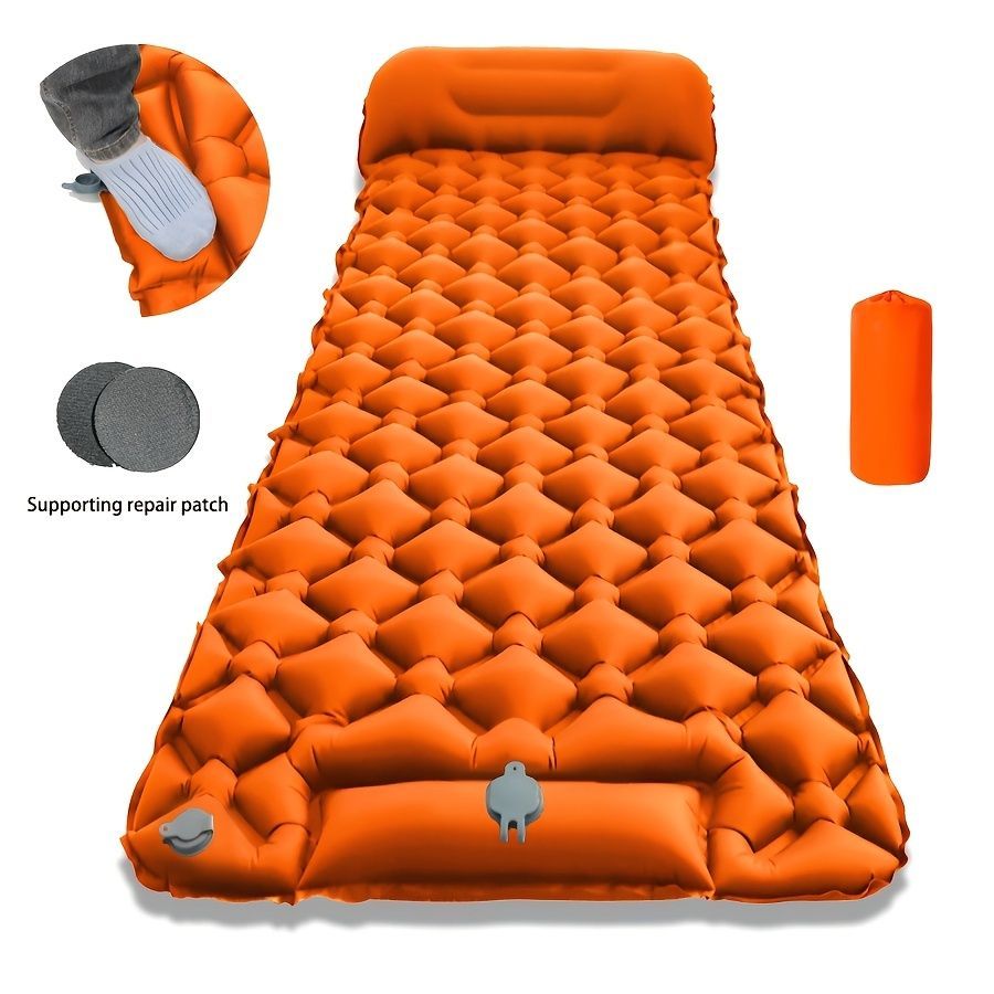 Camping Inflatable Mattress Breathable Camping Mattress Nylon Fabric Inflatable - Green - Size 190cm