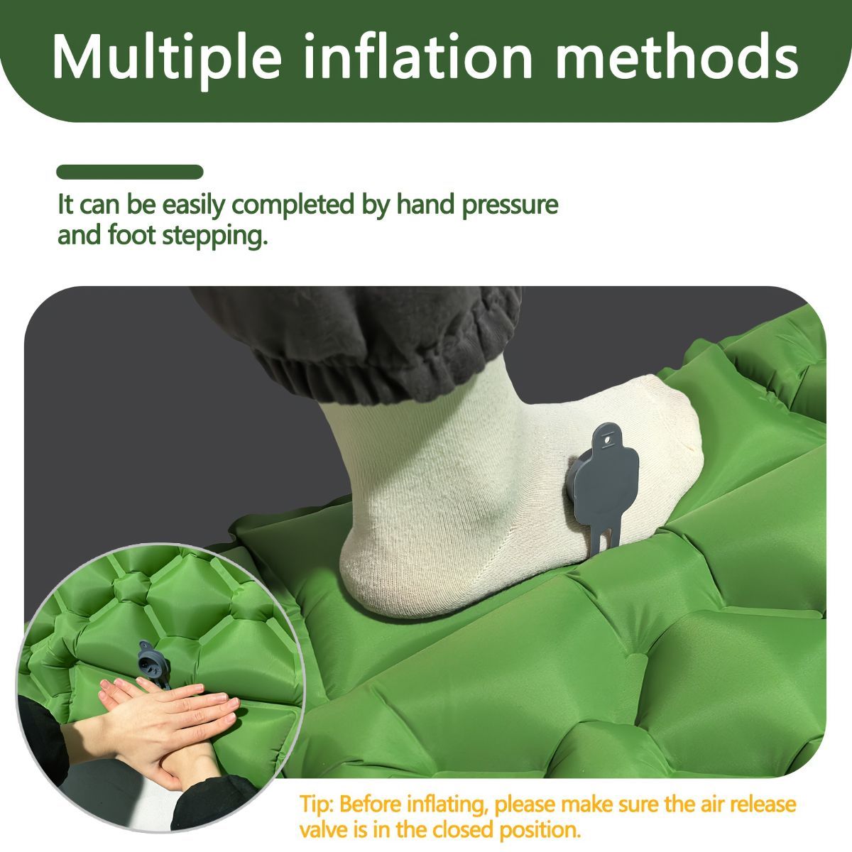 Camping Inflatable Mattress Breathable Camping Mattress Nylon Fabric Inflatable - navy blue - Size 190cm