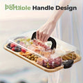 1pc Cheese Tray with Transparent Acrylic Lid - Portable Deli Platter for Camping, Parties, Restaurants | Holiday Appetizer, Deli and Snack Serving Tray, Back Can Be Used for Cutting Board, Party Snack Organizer, Safe Snapon Lid